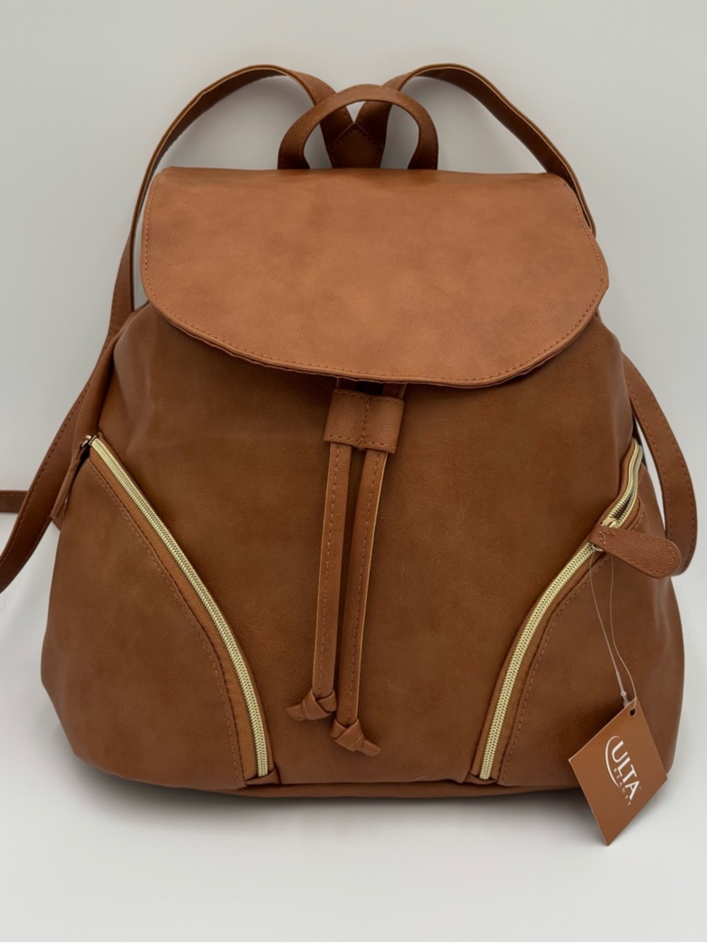 *NWT* Ulta Beauty Brown Faux-Leather Drawstring Backpack